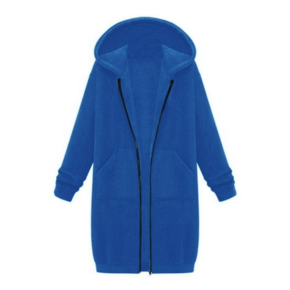 Niaviben Long Zip Up Hoodie Women Cotton Hoodie Winter Hoodies for Women Shirts Casual Women's Jacket Oversized Sweatshirt for Women Hoodie Blue 1 5XL