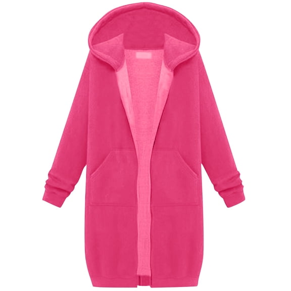 Niaviben Long Zip Up Hoodie Women Cotton Hoodie Zip Up Drawstring Hoodie Ladies Jackets Hoodies Women Hooded Sweatshirt Women Zip Hoodies for Women Hot Pink XL