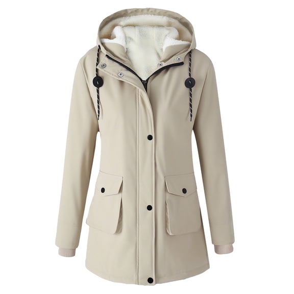 Niaviben Outdoor Jacket Women Hiking Jacket Women Rain Jacket Women Waterproof Jackets for Women Jackets Womens Jackets Trendy Jackets Women Beige 2XL