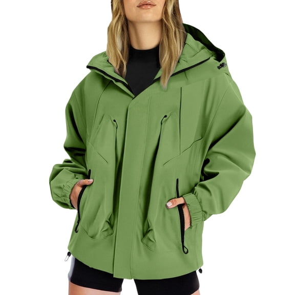 Niaviben Outdoor Jacket Women Rain Jacket Women Waterproof Hiking Jacket Women Light Jackets for Women Casual Jacket for Women Warm Jackets for Women Casual Jackets for Women Green L