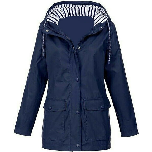 Niaviben Outdoor Jacket Women Waterproof Rain Jacket Women Womens Rain Jacket with Hood Rain Jacket Women Rain Jacket with Hood Womens Jacket Blue 3XL