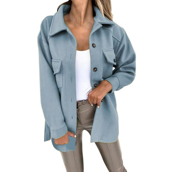 Niaviben Pea Coat Women Lapel Coat Long Pea Coats for Women Long Winter Coats for Women Womens Winter Coat Womens Jackets Casual Winter Jackets Blue 1 L