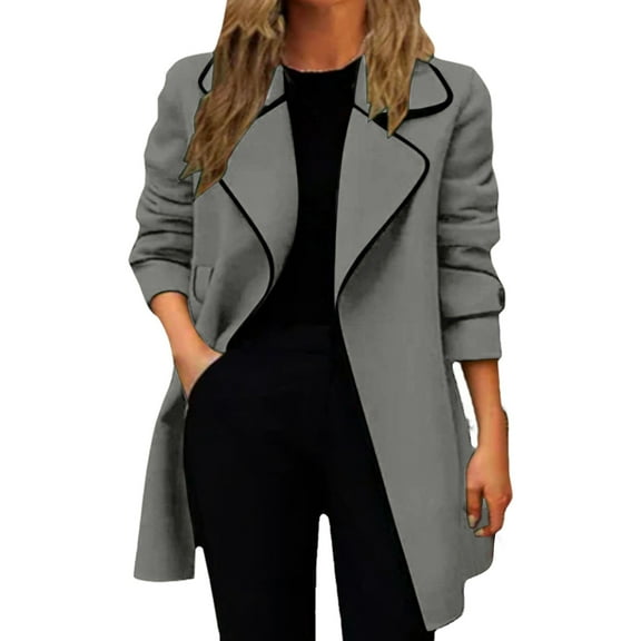 Niaviben Pea Coats Warm Coat for Women Long Wool Winter Coats for Women Womens Coats Jackets Women Womens Jackets Women Jacket Gray M
