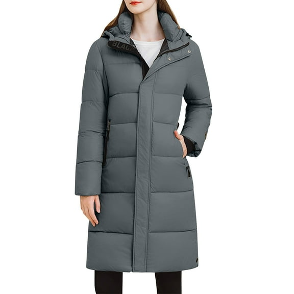 Niaviben Puffer Jacket Womens with Hood Long Puffer Coat Women Warm Jackets for Women Womens Winter Coat Winter Jackets for Women Jackets Womens Jacket Gray L