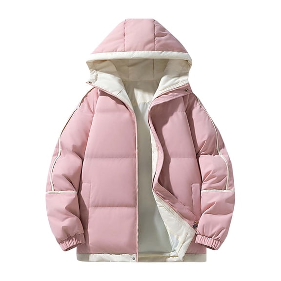 Niaviben Puffer Jacket Womens with Hood Long Puffer Coat Women's Thickened Down Jacket Long Puffy Coat Women Womens Puffy Jackets Dress Coats for Women Puffy Coats for Women Pink XL