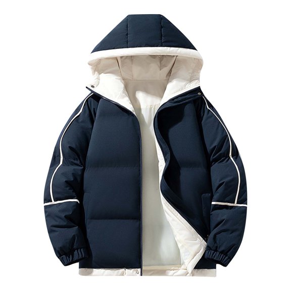 Niaviben Puffer Jacket Womens with Hood Long Puffer Coat Women's Thickened Down Jacket Womens Coat for Women Womens Winter Coat Women's Winter Coats Navy S