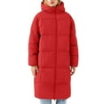 thumbnail image 1 of Niaviben Puffer Jacket Womens with Hood Women's Thickened Down Jacket Long Puffer Coat Women Jackets for Women Trendy Down Jacket Winter Jacket Womens Winter Coats Red 3XL, 1 of 5