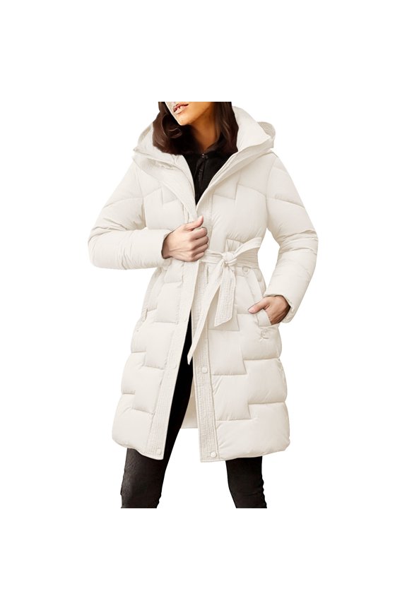 Puffer Jacket Womens with Hood Zip Up Jackets for Women's Thickened Down Jacket Winter Jacket Fall Coats for Women Down Jacket Woman Coat White XL