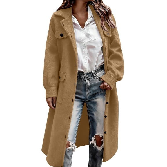 Niaviben Single Breasted Pea Coat Pea Coats for Women Winter Pea Coats for Women Pea Coat Wool Coats Wool Coat Women Shirts Casual Khaki S