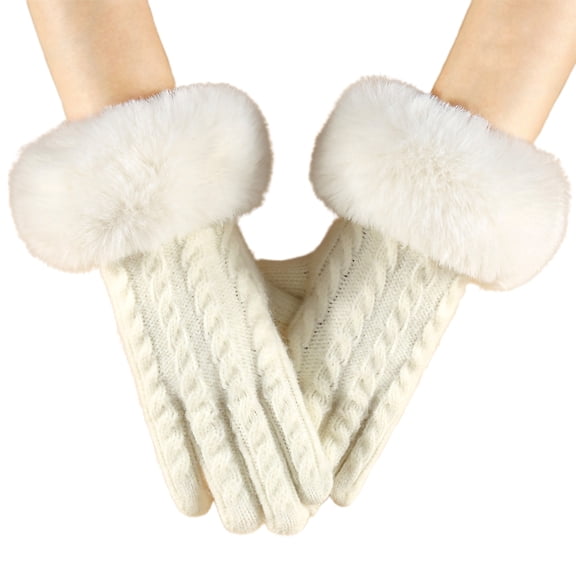 Niaviben Ski Gloves Safety Gloves for Men Wool Liner Gloves Windproof Exercise Gloves Work Gloves Fleece Gloves White One Size