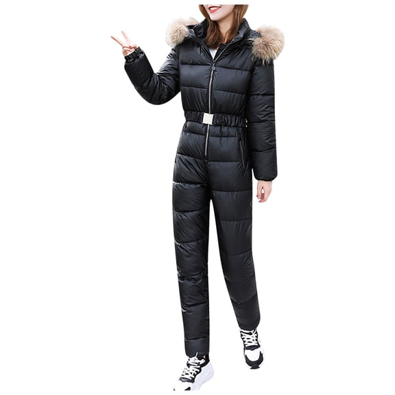 Niaviben Ski Onesie Women Winter Onesie Women Cold Weather Jackets for Women Ski Jackets Women Womens Ski Jackets Womens Ski Clothes Waterproof Ski Jacket Women Black XL