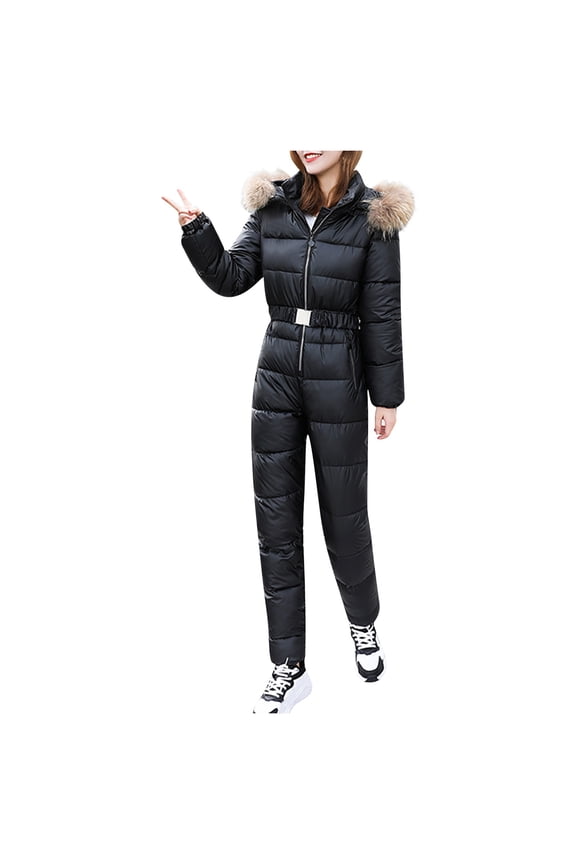 Ski Onesie Women Winter Onesie Women Cold Weather Jackets for Women Ski Jackets Women's Skiing Clothing Womans Ski Jacket Womens Ski Coat Black L