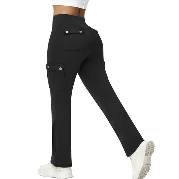 Niaviben Tall Yoga Pants for Women Long Soft Business Casual Gym Butt Lift Textured Scrunch Booty Workout Running Comfy Leggings for Women Athletic Ladies Pants Casual Dressy Black L