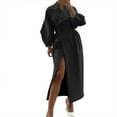thumbnail image 1 of Niaviben Tweed Coat Pea Coats for Women Long Peacoat Women Shirts for Women Dressy Casual Winter Jackets Wool Coats Wool Winter Coats for Women Black L, 1 of 5
