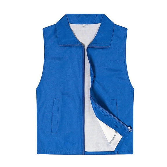 Niaviben Vest Tops for Women sleeveless cardigans for women suit vest for women Vest Sleeveless Pockets Zipper Placket Mesh Vest Color Fit Work Waistcoat sweater vest work tops for women Blue L