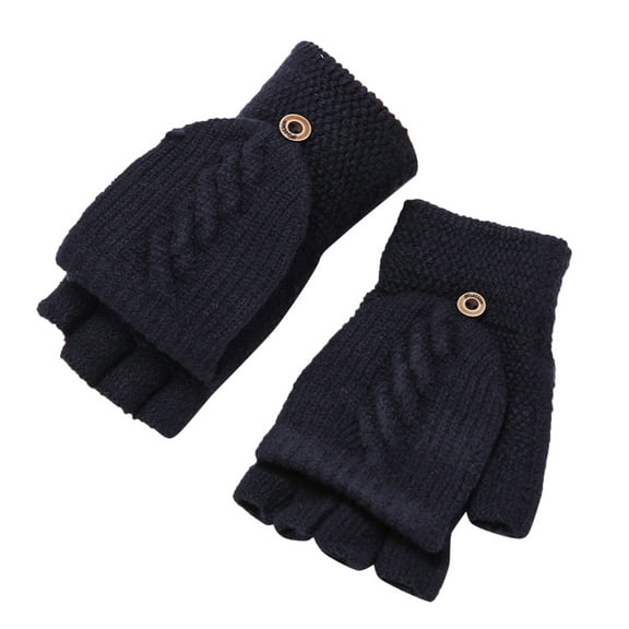 Niaviben Warm Gloves for Men Thermal Gloves for Women Hiking Gloves for Men's Gloves Womens Winter Gloves Fingerless Wool Gloves Biking Gloves for Men Navy One Size