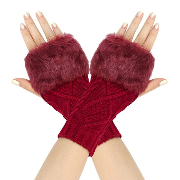 Niaviben Winter Gloves Elbow Length Gloves Mens Gloves Long Gloves Snow Gloves Fingerless Gloves for Women Thermal Gloves for Women Wine One Size