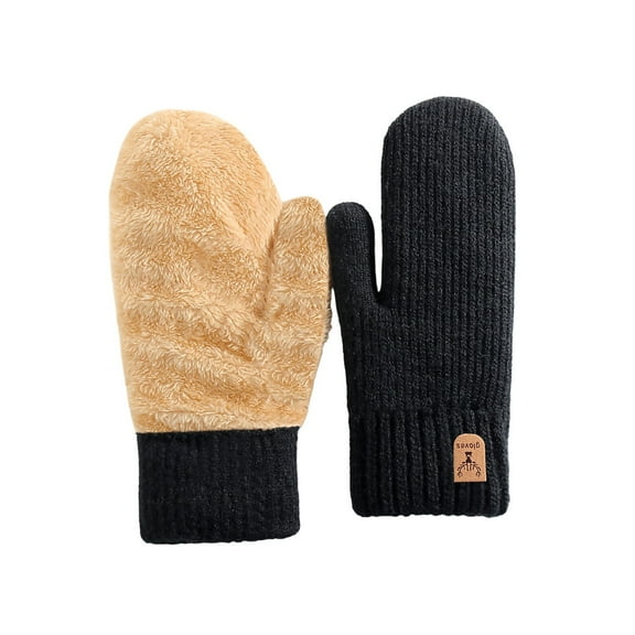 Niaviben Winter Mittens Winter Driving Gloves Snow Gloves Wool Liner Gloves Cold Weather Gloves Womens Gloves for Cold Weather Safety Gloves for Men Black One Size
