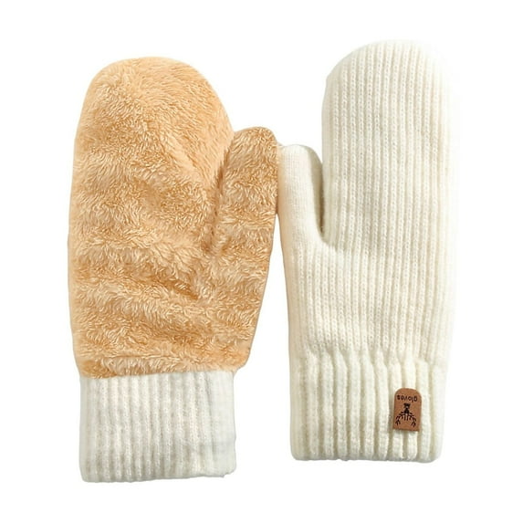 Niaviben Winter Mittens Winter Gloves Ski Gloves Windproof Cotton Gloves Winter Clothes for Women White One Size
