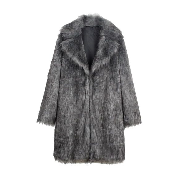 Niaviben Women Faux Fur Coat Plush Coat Long Womens Winter Coat Jackets Women Womens Coats Women's Winter Coats Winter Coat Women Dark Gray L