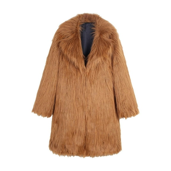 Niaviben Women Faux Fur Coat Plush Coat Long Womens Winter Coat Winter Coats for Women Womens Shirts Dressy Casual Womens Jackets Women's Coat Orange 6XL