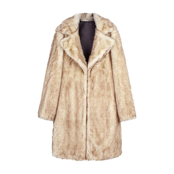 Niaviben Women Faux Fur Coat Plush Coat Long Womens Winter Coat Women's Jacket Women Coats Dress Coats for Women's Winter Coats Beige L