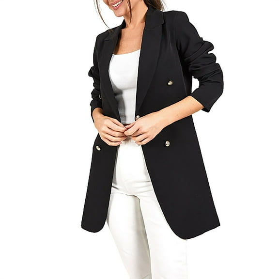 Niaviben Women's Long Trench Coat Double Breasted Trench Coat Women Long Blazers for Women Jacket Women Shirts Casual Waterproof Windbreaker Women Ladies Jackets Black L