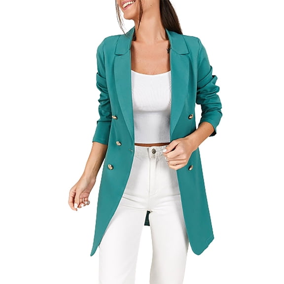 Niaviben Women's Long Trench Coat Double Breasted Trench Coat Women Long Blazers for Women Jacket Women Winter Jackets for Women's Trench Coats Jackets Women Green XL