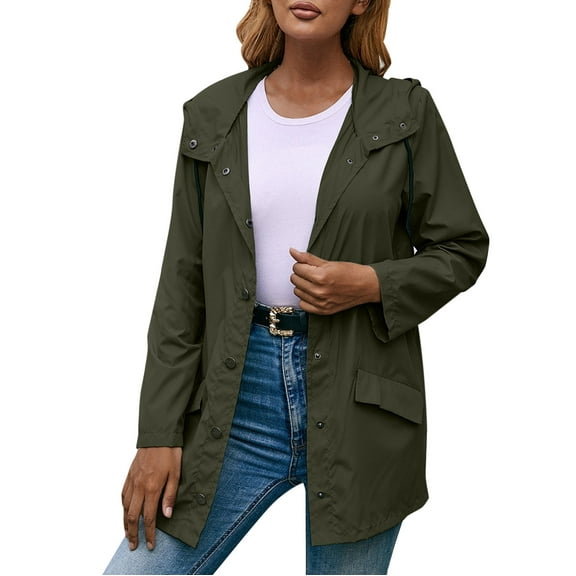 Niaviben Women's Long Trench Coat Womens Rain Jacket with Hood Windproof Jacket Women Trench Coat Women Jackets Women Casual Jackets for Women Winter Jackets a M