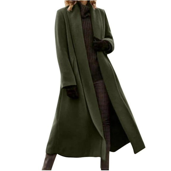 Niaviben Women's Wool Coat Warm Coats for Women Winter Long Winter Coat Women Coats for Women Jacket Jackets Women Coat Green 2XL