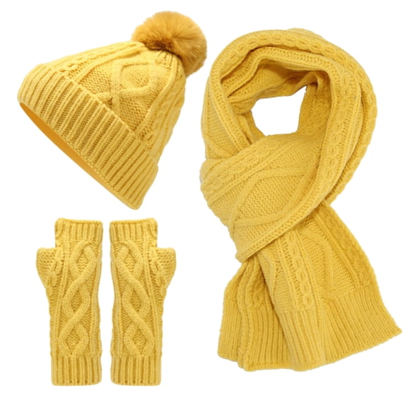 Niaviben Womens Winter Sets Thin Beanie Hats for Men Winter Gifts for Men Soft Hat and Scarf Outdoor Cycling Cold-proof Ear Warm Cap Set for Women Cycling Ski Yellow One Size