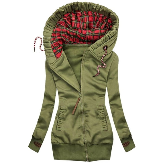 Niaviben Zip Up Hoodie Women Fall Jacket Tunic Sweatshirts for Women Zipper Hoodies for Women Lightweight Hoodie Casual Jackets for Women Coats Green S