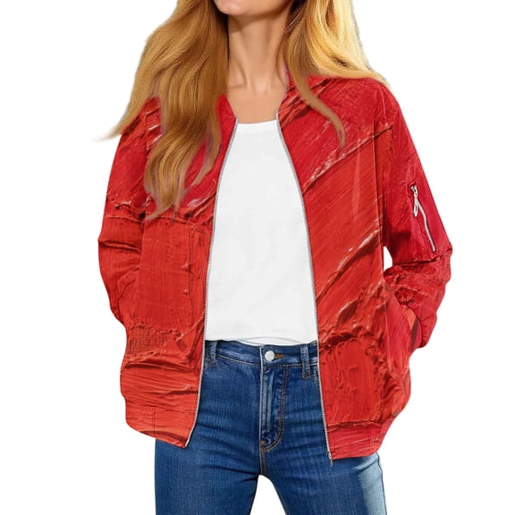 Niaviben Zip Up Jacket Baggy Jacket Long Sweatshirt Jacket for Women's Casual Jackets Athletic Jacket Women Sweat Jackets for Women's Fall Jackets Red 2XL