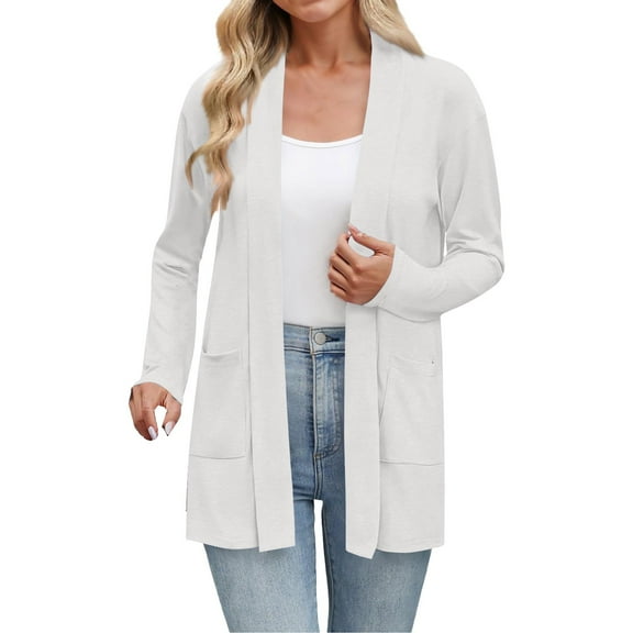 Niaviben cardigan for women sweaters for women Button Down Cardigan kimonos for women womens lightweight jackets Lightweight Cardigans For Thin Cardigans Open Front Cardigan Fall Cardigan White 2XL