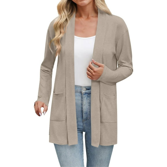 Niaviben cardigan for women sweaters for women Button Down Cardigan lightweight sweaters for women light jackets for women summer Cardigans For Thin Cardigans Open Front Cardigan Khaki M