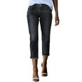 thumbnail image 1 of Niaviben jeans for women stretch capris for women womens petite pants plus size jeans baggy jeans women Women Capri Jeans Stretchy Straight Leg Denim Pants Black L, 1 of 4