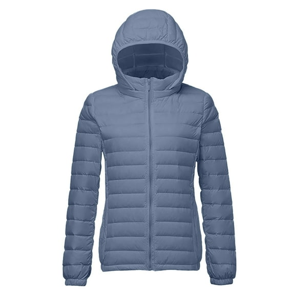 Niaviben puffer jacket womens down jacket women lightweight puffer jacket women Jacket Cotton Fit Hooded Jacket Pocket Zipper Warm Coat Jacket hiking shirts women summer jacket men Navy 2XL