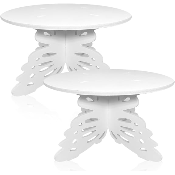 Nib 12 Inch Butterfly Cake Stand, White Butterfly PVC Cake Holder for Birthday Wedding Party, Round Cake Stand for Dessert Table (2 Pack)