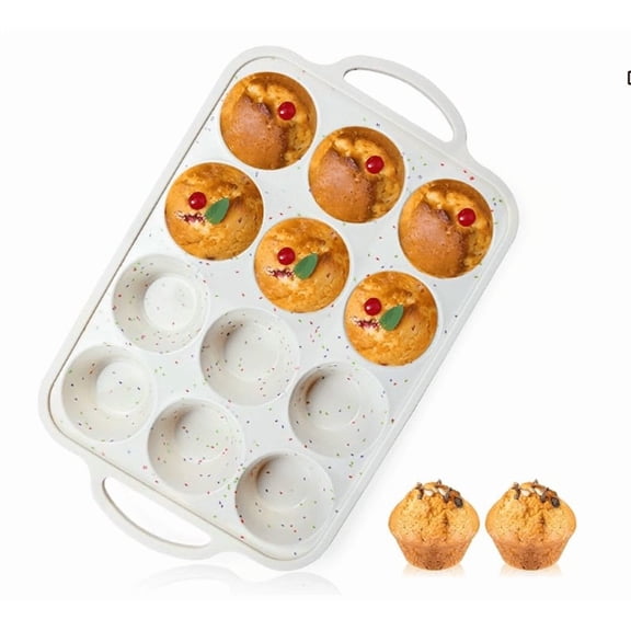 Nib 1Pack Silicone Muffin Pan for Baking with Metal Reinforced Frame,  Regular Size Cupcake Pan, BPA Free Silicone Muffin Tray, Cupcake Baking Pan Bite Molds for Oven Dishwasher Safe