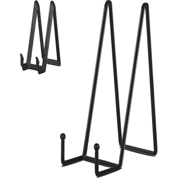 Nib 5 Pack 6 Inch Plate Holder Display Stands, Metal Black Frame Stand for Picture, Book, Photo Easel, Creation, Collectibles