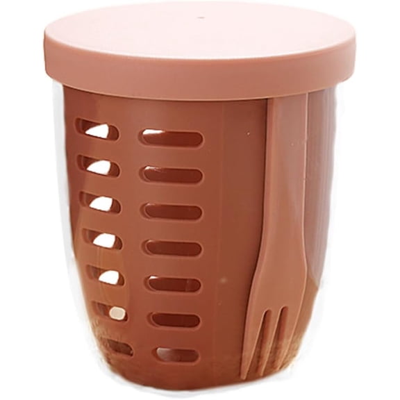 Nib Fruit Salad Storage Cup with Lids and Fork, 650ML Fruit Storage Containers for Fridge with BPA-Free, Leak-Proof, Reusable for Office,Party,Travel, Portable Salad Box (Peach)
