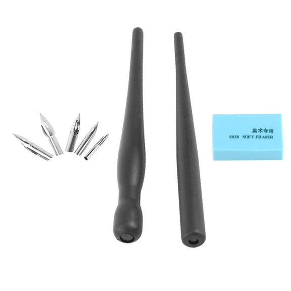 Nib Holder, 5 Stainless Steel Nibs and 2 Pen Holders Set Ideal for Comic Starters Working, Nib Pens, Nib Pen Set, Dip Pen Set, Comic Drawing Tool
