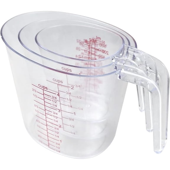 Nib Measuring Cups for Baking - 250/500/1000ml Plastic Beaker with Scale, Kitchen Measuring Tools for Liquids