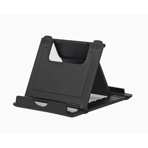Nib Portable Cell Phone Stand Holder for Desk, Foldable Pocket-Sized Adjustable Mount, Universal Desktop Kickstand Compatible with iPhone, iPad, Kindle & Android Devices - Black & Black