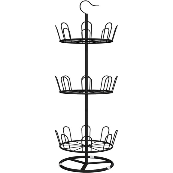 Nib Revolving Round Iron Shoe Tree Rack,Standing Circular Rotating Shoe Rack,Spinning Shoe Organizer Rack(3 Tier,Black)