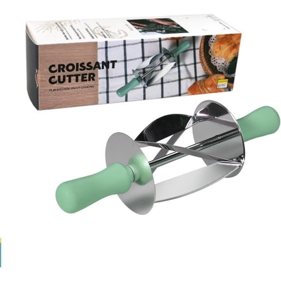Nib Stainless Steel Croissant Maker Slices Cutter Rolling Dough Multi-Function Cutter Roller Kitchen Baking Tools (Green)