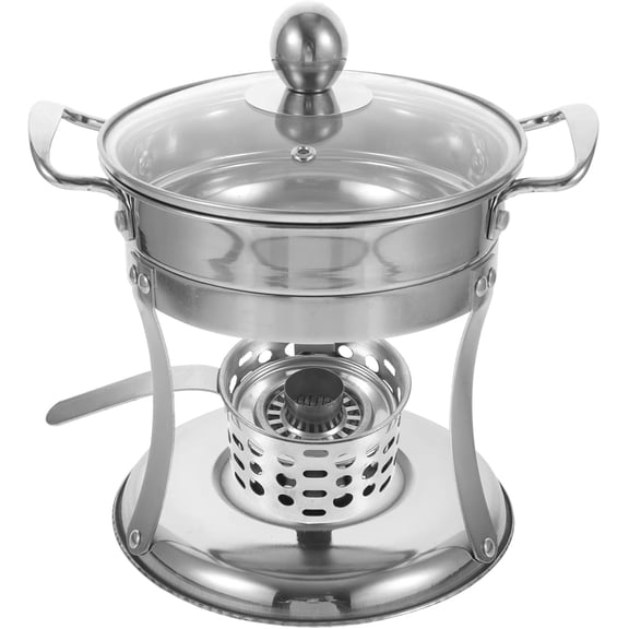 Nib Stainless Steel Hot Pot with Stove 9.05In Compact Individual Hot Boiler for Home Cooking and Outdoor Use Soup Stock Pot