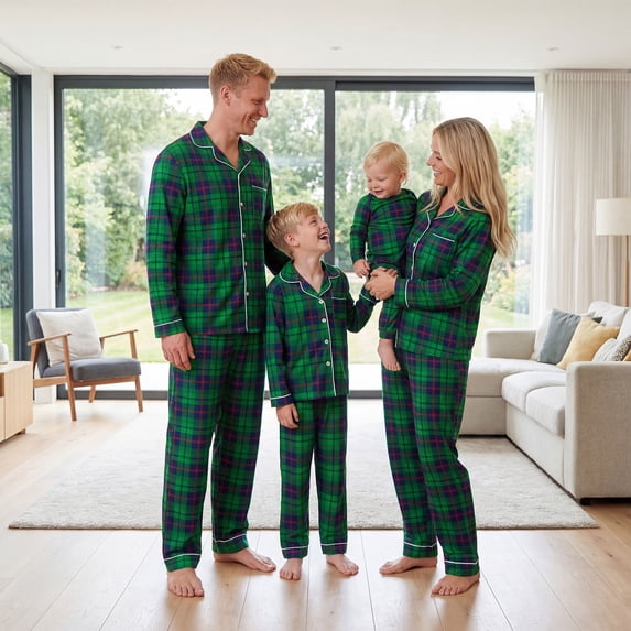 Nibbcoa Family Matching Christmas Pajamas, Clothes/Plaid Long Sleeve Tops and Pants Sleepwear Set