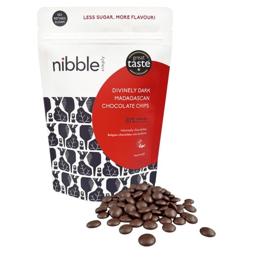 Nibble Simply Divinely Dark Madagascan Chocolate Chips 160g, British Import (Pack of 6)