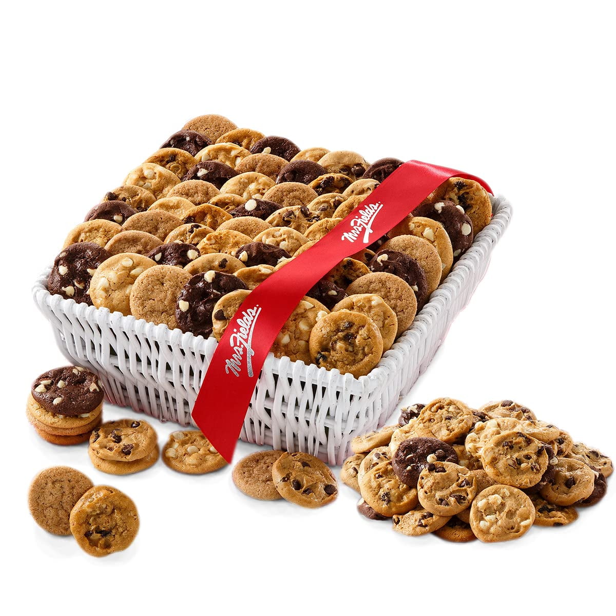 Nibblers BiteSized Cookies Basket, Assorted With 90 Nibblers BiteSized